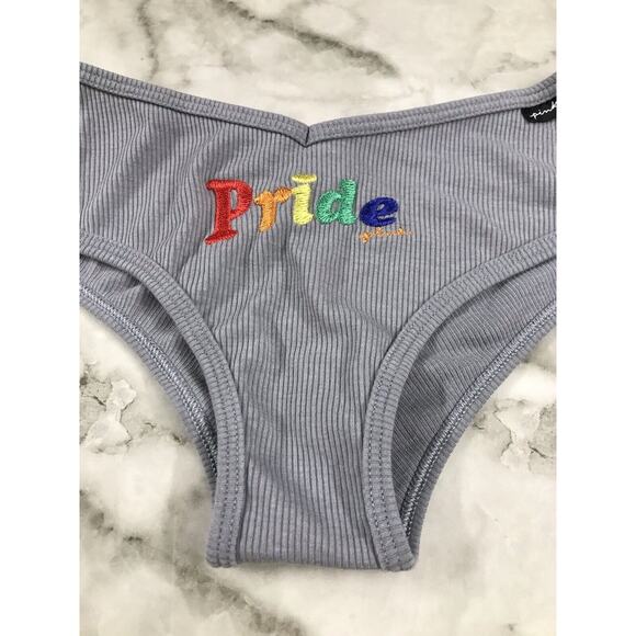 * Pink by Victoria’s Cheekster Thong Gray "PRIDE" SIZE XS - Picture 2 of 3